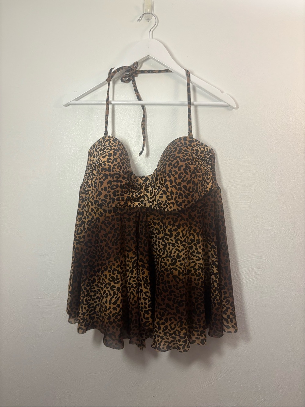 Merona Leopard Halter Sheer Tankini Swim Top Size XL
